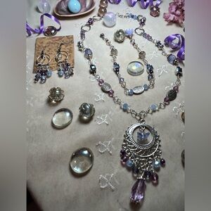 Hydrangea collection Rosary style necklace bracelet & earrings